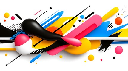 Vibrant Abstract Art with Dynamic Shapes and Bold Colors