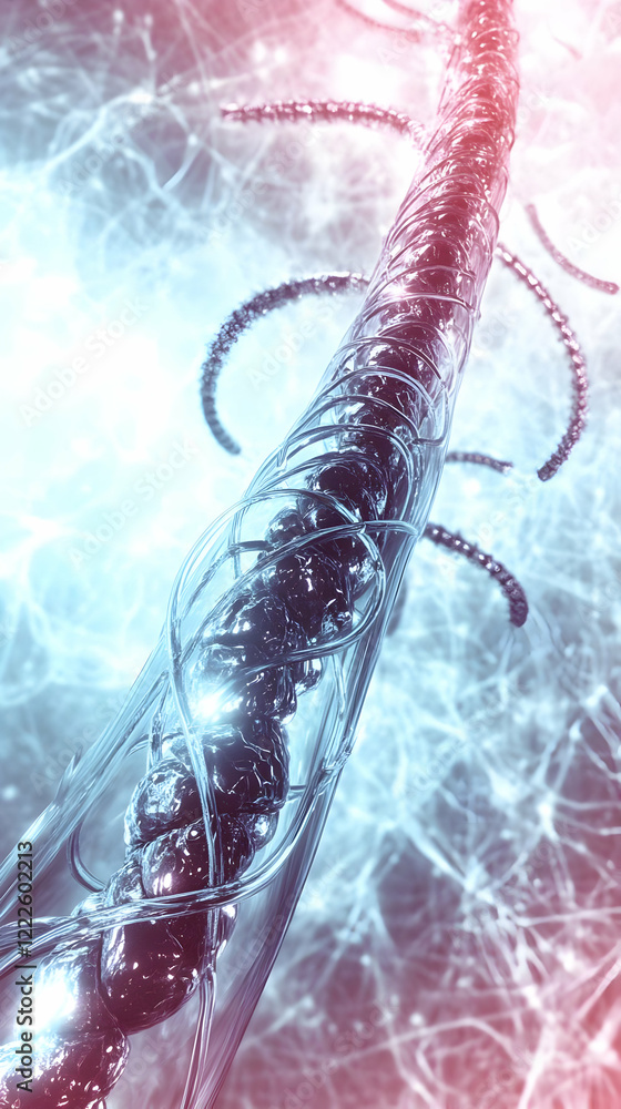 Aufkleber abstract double helix structure twists and turns within a network of connections, creating a complex