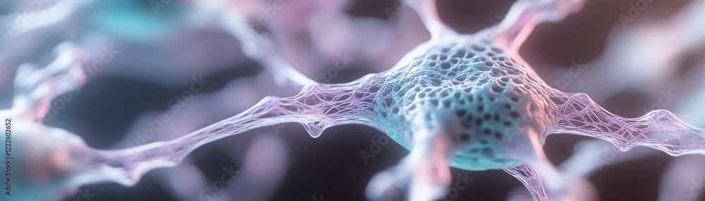 Poster a dynamic representation of a glowing network of flowing lines resembling neuron connections in blue