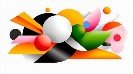 Vibrant Abstract Geometric Composition With Bold Colors And Dynamic Shapes