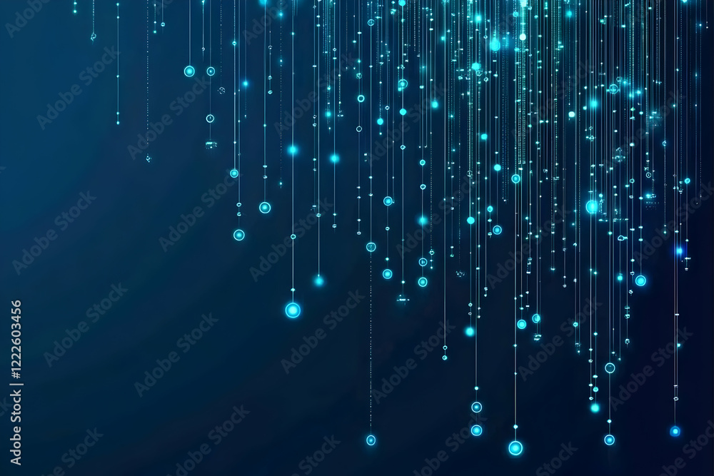 Aufkleber glowing lines and circles form an abstract digital rain background with futuristic technology