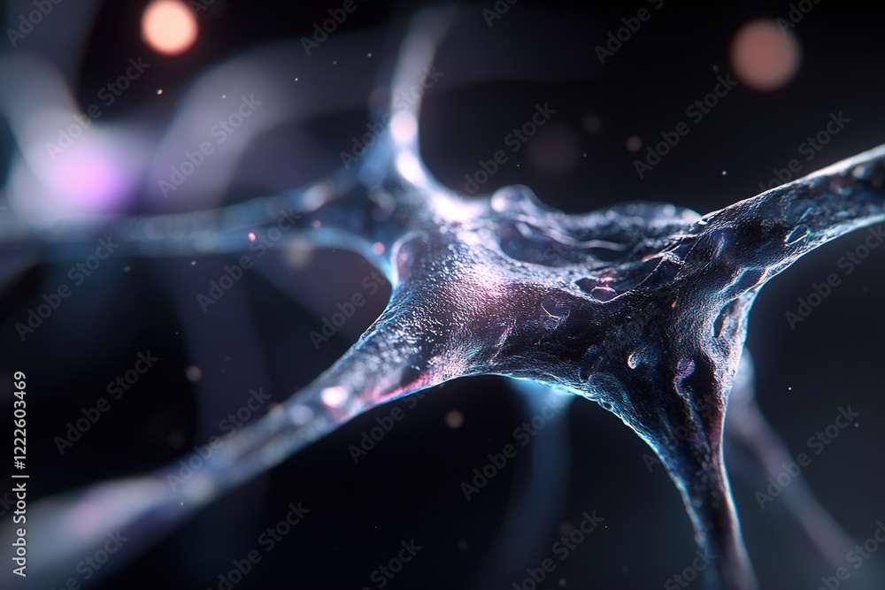 Aufkleber a luminous network of flowing lines resembles a neural structure, showcasing blue and purple hues ag