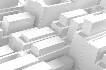 Geometric white blocks pattern, minimalistic abstract background design for modern decor. 3d render.