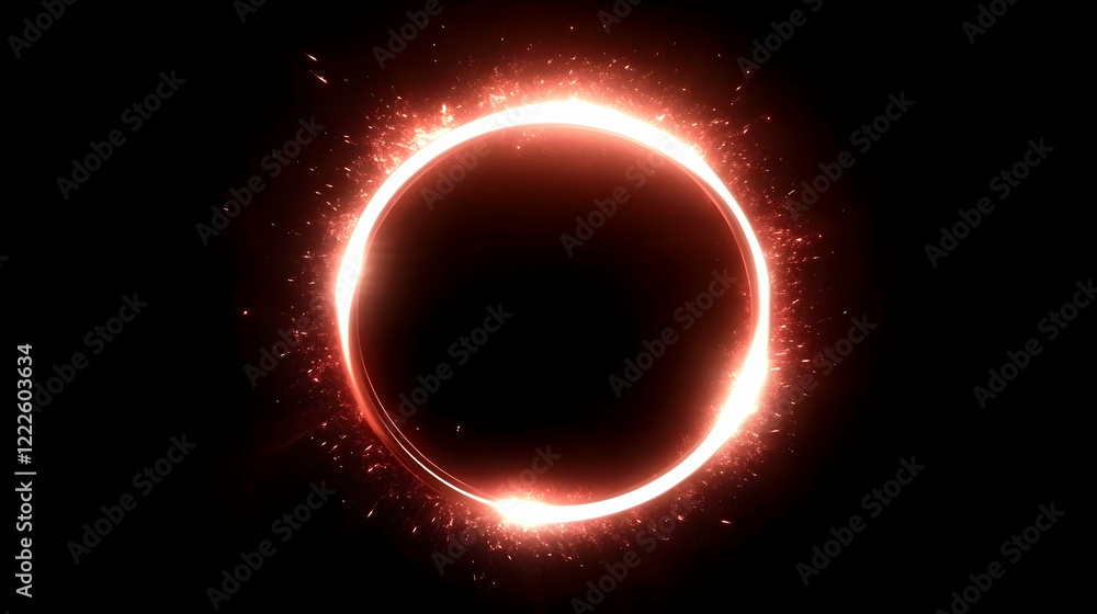 Poster glowing circular frame with sparks creates a dramatic visual on a dark background