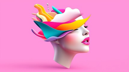Vibrant Abstract Portrait of a Woman with Colorful Paint Splashes