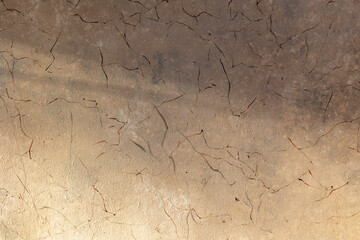 Cracked earth texture with sunlit pattern