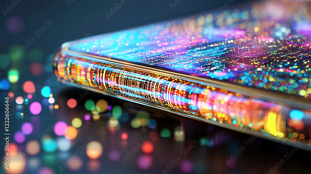 Aufkleber glowing smartphone with vibrant digital circuits and colorful lights symbolizes advanced technology 