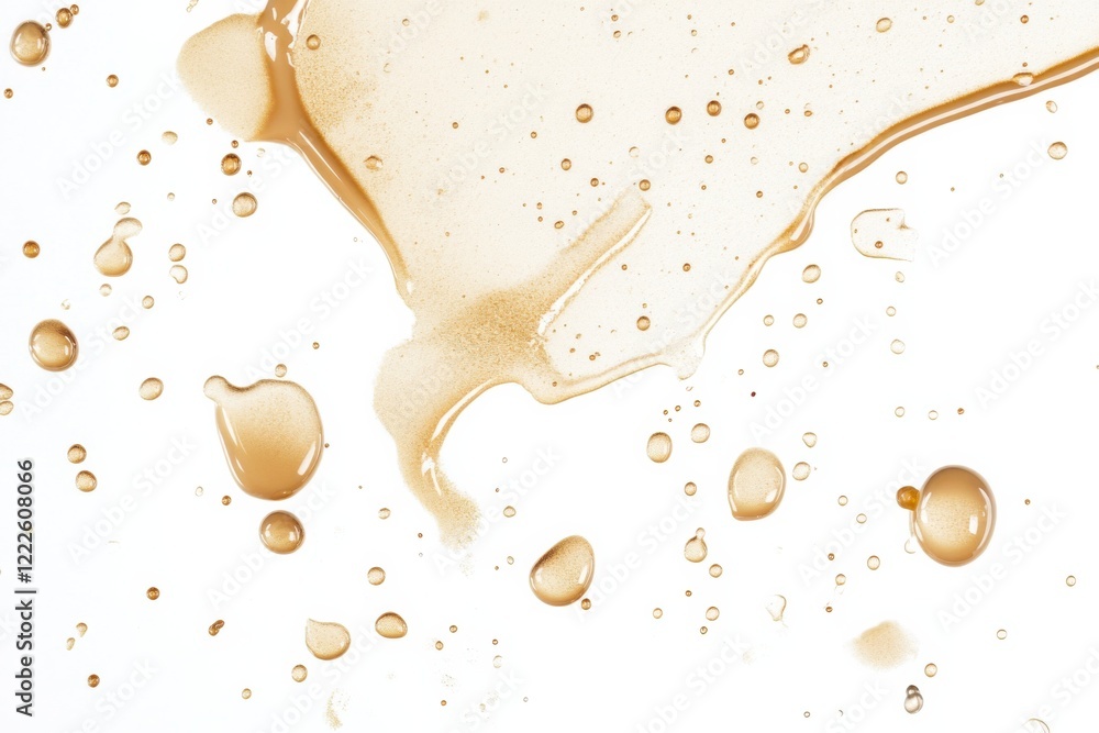 Poster elegant composition of cosmetic drops and smudges showcasing texture and quality on a pristine white