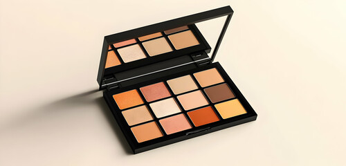 An elegant makeup palette mockup with minimalist design, perfect for high-end cosmetics or beauty brands.