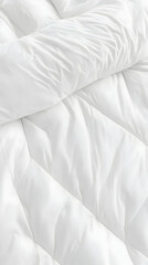 Obraz premium Close-up of Soft, Wrinkled White Comforter and Pillow Creates a Cozy and Inviting Bed.
