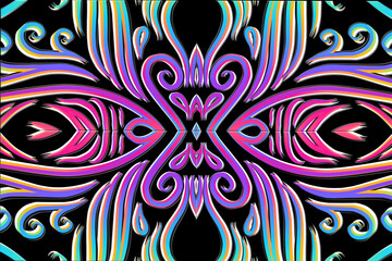 Beautiful classic design colourful background with flower leaf line art pattern of indonesian culture traditional batik	