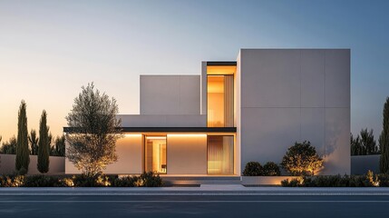 Obraz premium Renewable energy minimalist concept. Modern architectural design showcasing clean lines and minimalist elegance.