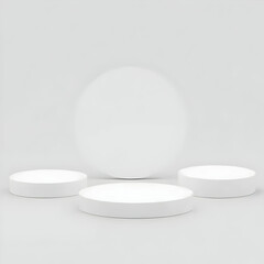 3D Minimalist White Podiums Display Stand on Empty Background, Perfect for Product Placement