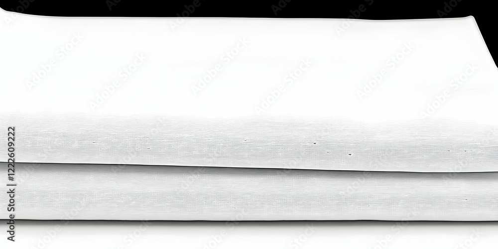 Poster Two Folded White Sheets with Subtle Textured Lines Resting Gently on a White Surface