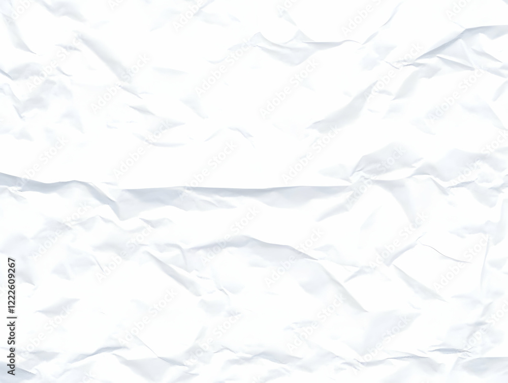 Poster white crumpled paper texture forms an abstract background, perfect for design projects.