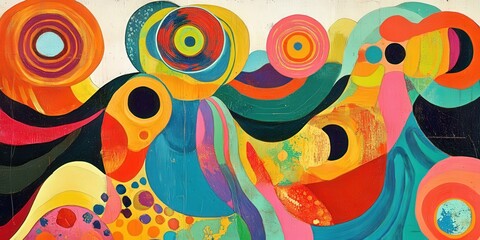 A 1960s psychedelic artwork with swirling colors and bold typography