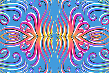 Beautiful classic design colourful background with flower leaf line art pattern of indonesian culture traditional batik	