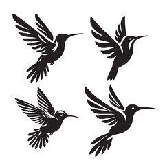 High-Quality Vector Silhouette of a Hummingbird on White Background