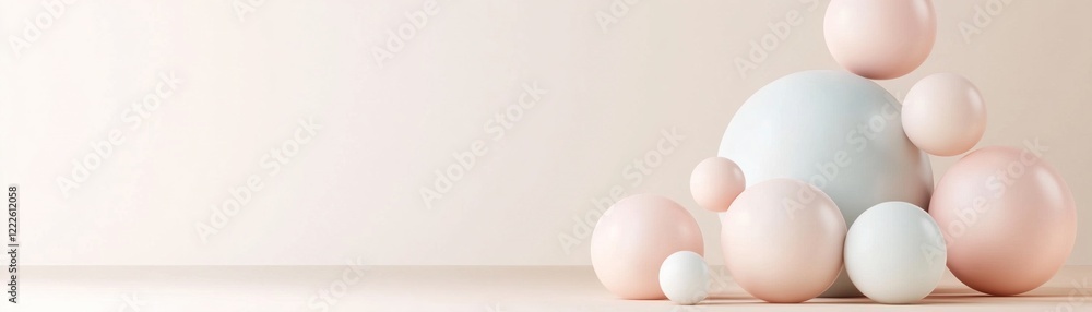 Poster a collection of gently floating, glowing spheres in pastel hues forms a supportive circular shape ag