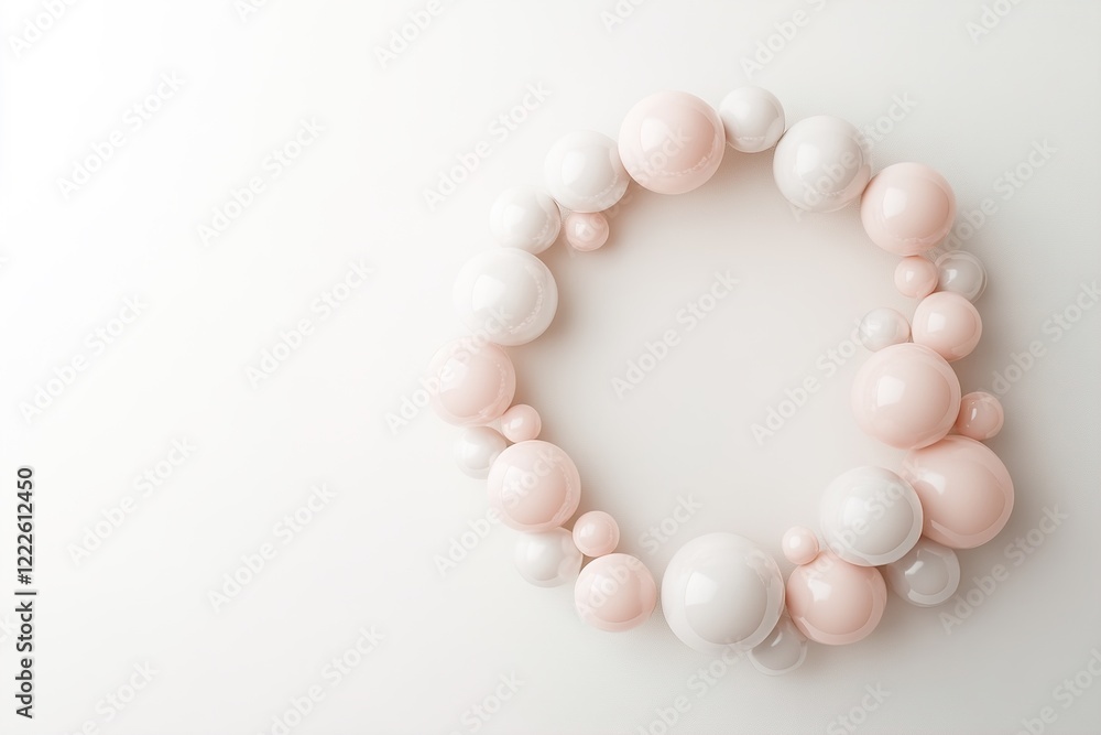 Aufkleber a collection of glowing 3d spheres in soft pastel colors forms a gentle circular arrangement. this a