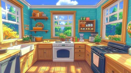 Sunny Kitchen: A Delightful Countryside Cooking Space