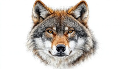 Fototapeta premium Majestic Wolf Portrait Striking Gaze and Fur Detail