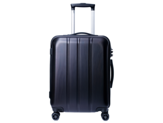 Isolated black suitcase with trolley handle