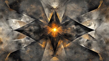 Abstract Geometric Fractal Art Gold Grey Brown