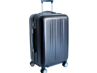 Isolated black wheeled travel suitcase