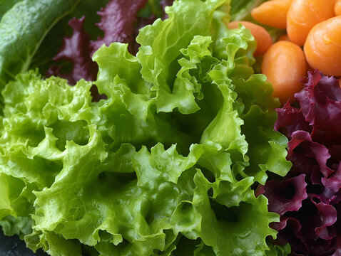 Fresh greenery lettuce close-up. 