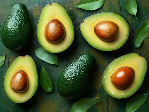 Fresh avocado top view.