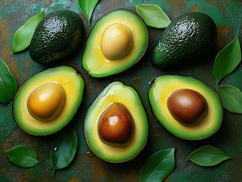 Fresh avocado top view.