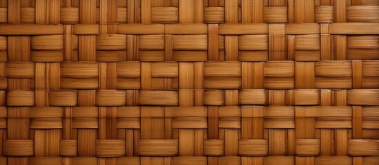 Brown woven rattan texture with intricate bamboo patterns showcasing craftsmanship and depth, featuring horizontal and vertical lines throughout.