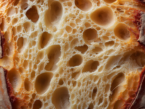 The texture of the bread. Food photography.