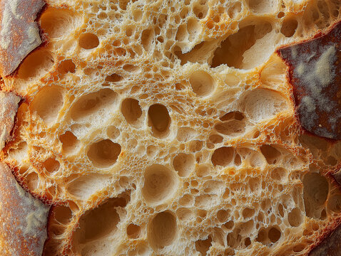 The texture of the bread. Food photography.
