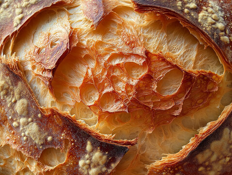 The texture of the bread. Food photography.