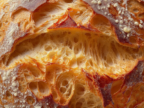 The texture of the bread. Food photography.