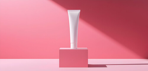 Blank white cosmetic tube mockup, isolated on a clean background for lotion or skincare product showcasing.