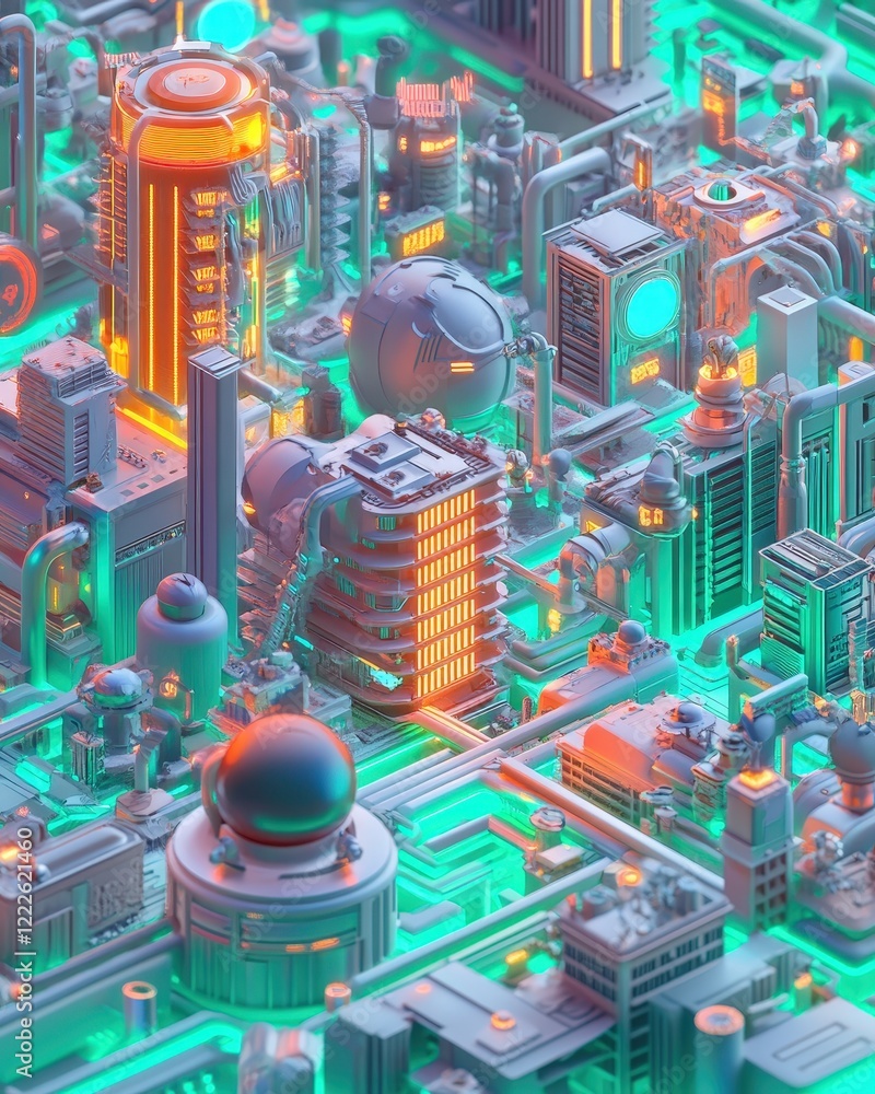 Poster a 3d-illustrated virtual environment of coding processes in action