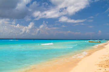 Fototapeta premium Beach at Caribbean sea in Playa del Carmen, Mexico