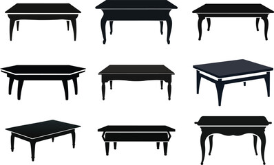 Vintage wooden table and chairs furniture set illustration 