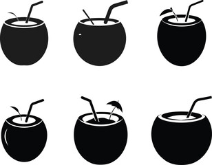 Coconut Drink Silhouette Vector Art Design
