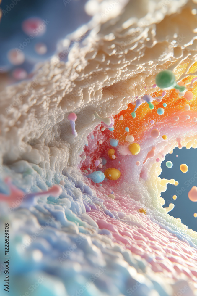 Aufkleber an educational 3d graphic where the synaptic cleft is magnified, displaying vesicle fusion and recep