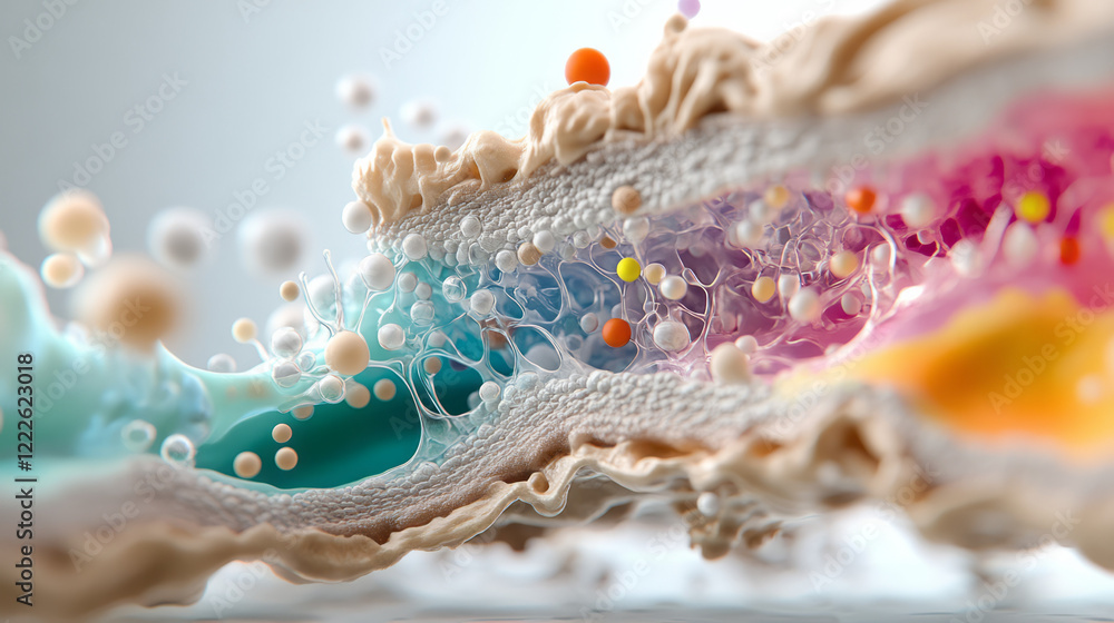 Aufkleber a comprehensive 3d model illustrating the pre- and postsynaptic neuron structures, including recepto