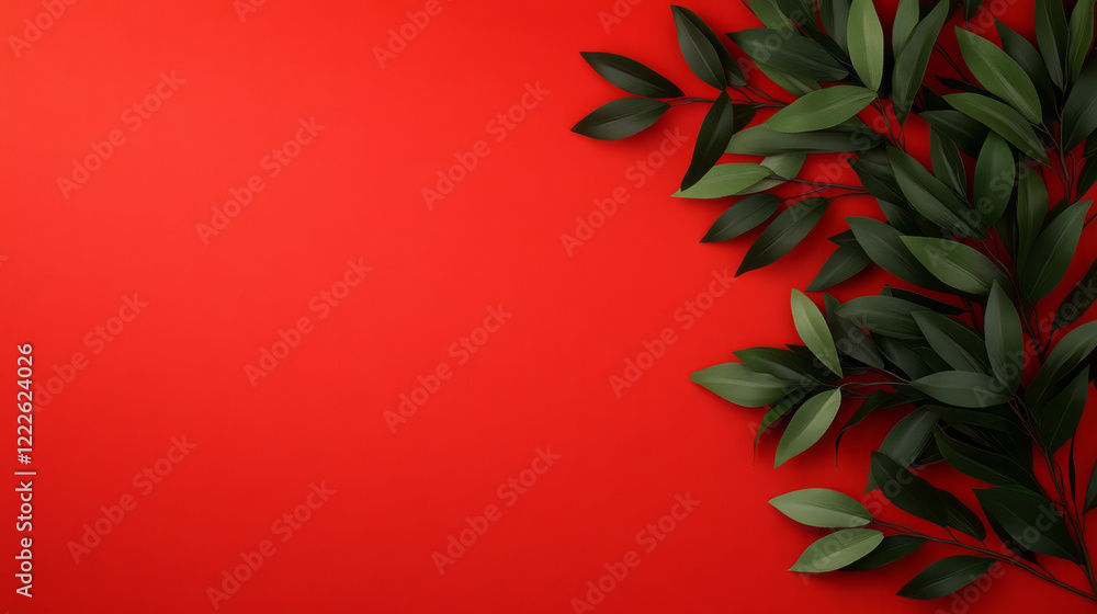 Aufkleber A vivid pattern of intersecting, sharp green stems arranged on a strong red gradient, highlighting t