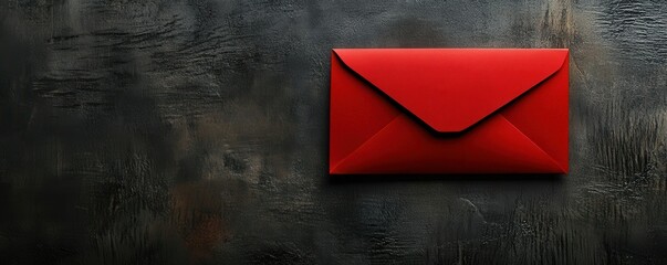 Red envelope on dark textured background with elegant minimalist design