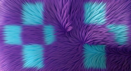 A soft fur texture with a checkerboard design in lavender and aqua, AI Generated