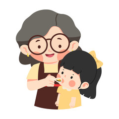 mother is giving medicine to her child