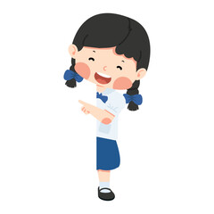 Happy girl student  an empty white board