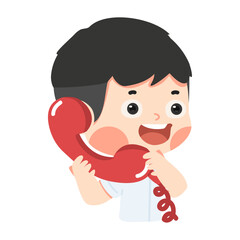 Kid is picking up the phone to talk